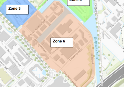 Kaart van parkeerzone 3,4 en 6 in Havenkwartier