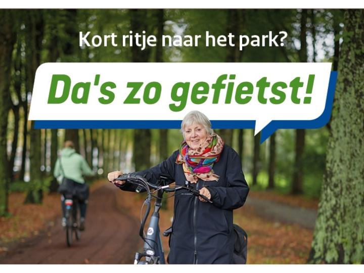 Da's zo gefietst in het park